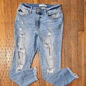 Distressed Blue Jeans